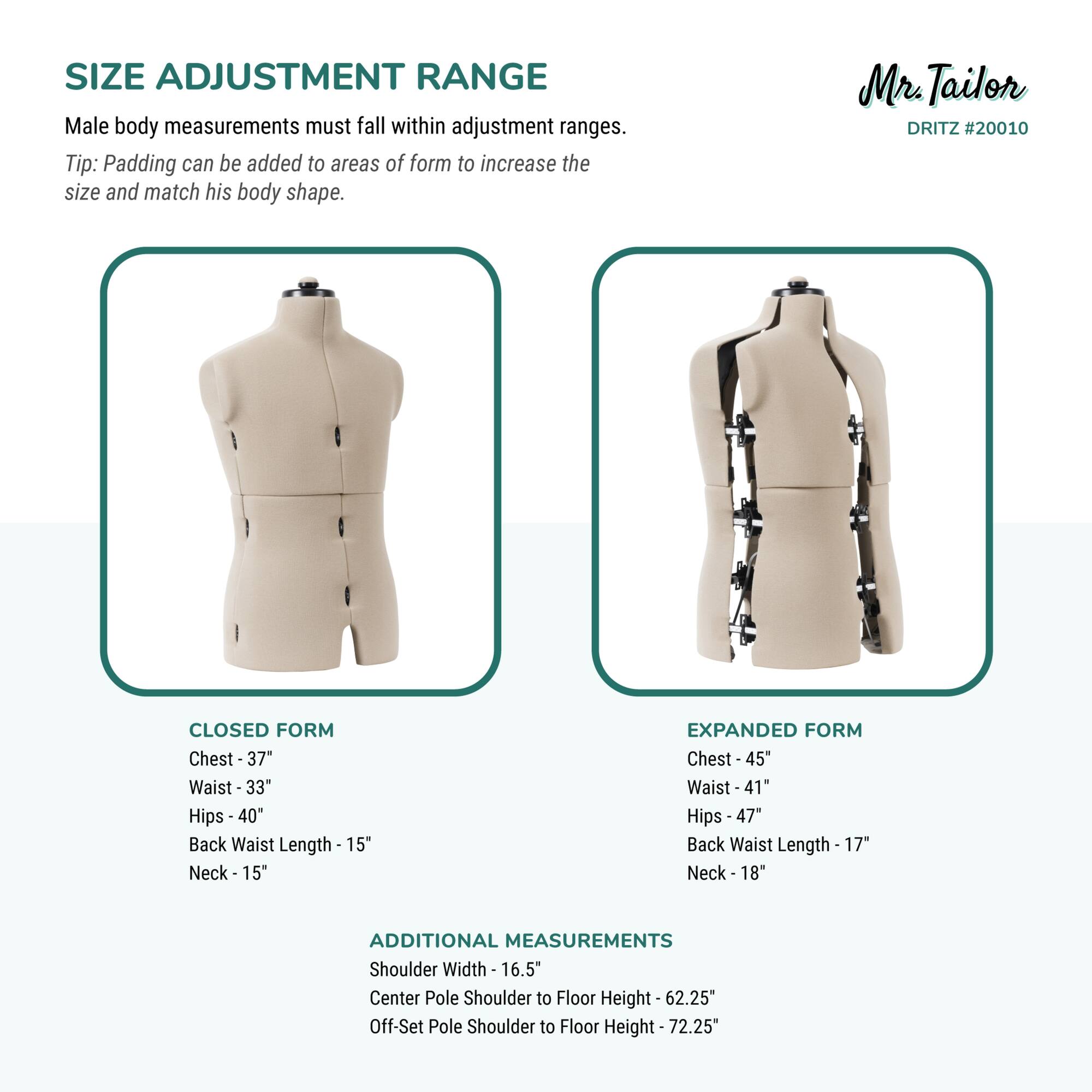 Dritz® Mr. Tailor Male Dress Form with Adjustable Tri-Pod Stand